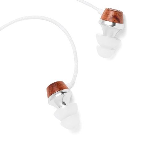 Symphonized ALN Premium Genuine Wood in-Ear Noise-isolating Headphones, Earbuds, Earphones with Mic (White)