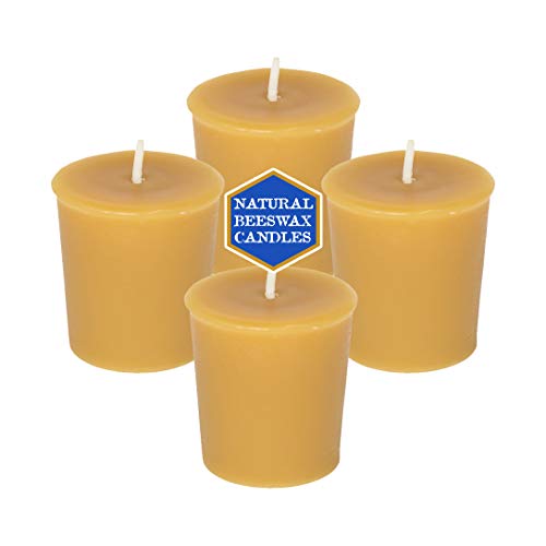 Natural Beeswax Votive Candles - 100% Pure Beeswax (4-Pack)