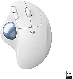 Logitech ERGO M575 Wireless Trackball Mouse, Easy thumb control, Precision and smooth tracking, Ergonomic comfort design, Windows/Mac, Bluetooth, USB - Off White