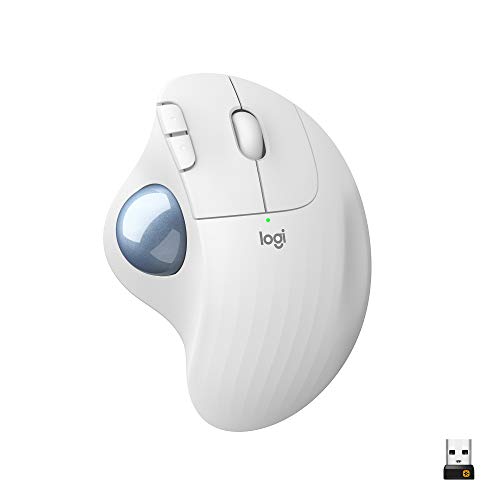 Logitech ERGO M575 Wireless Trackball Mouse, Easy thumb control, Precision and smooth tracking, Ergonomic comfort design, Windows/Mac, Bluetooth, USB - Off White