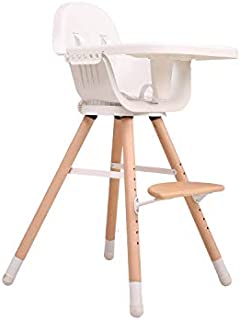 Rotatable Wooden Baby High Chair with Adjustable and Removable Tray & Adjustable Height ,footrest for Baby Feeding | Toddler Dining |