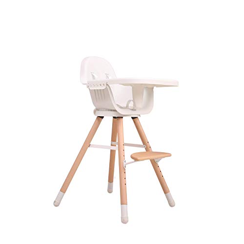 Rotatable Wooden Baby High Chair with Adjustable and Removable Tray & Adjustable Height ,footrest for Baby Feeding | Toddler Dining |