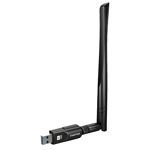 Inamax USB WiFi Adapter 1200Mbps, USB 3.0 Wireless Network WiFi Dongle with 5dBi Antenna for PC/Desktop/Laptop/Mac, Dual Band 2.4G/5G 802.11ac,Support Windows 10/8/8.1/7/Vista/XP, Mac10.5-10.15