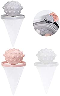 Lingesxy 3pcs Washer Hair Catcher, Lint Remover for Washer Floating Pet Fur Catcher Laundry Lint&Pet Hair Remover,Reusable Lint Trap Mesh Bag with Washing Machine Hair Filter Net Ball Suction