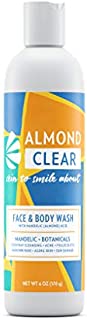 Almond Clear Face & Body Wash | for acne & folliculitis-prone skin, anti-aging, dark spots, ingrown hairs | everyday exfoliating cleanser with mandelic acid and botanicals, 6.7 fl oz