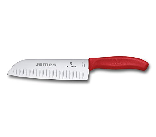 Swiss Army Classic Santoku Knife With Free Laser Engraving (Red)