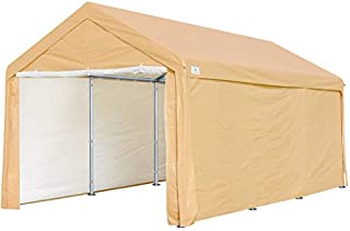 ADVANCE OUTDOOR 10x20 ft Heavy Duty Carport Car Canopy Garage Shelter Boat Party Tent Shed with Removable Sidewalls and Doors, Beige