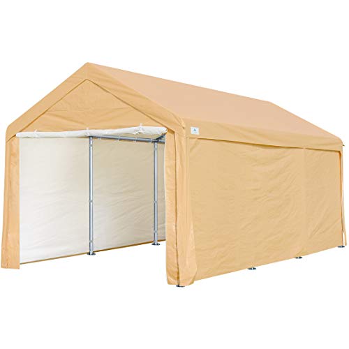 ADVANCE OUTDOOR 10x20 ft Heavy Duty Carport Car Canopy Garage Shelter Boat Party Tent Shed with Removable Sidewalls and Doors, Beige