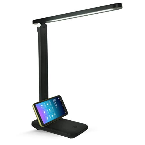 LKESBO LED Desk Lamp Kids Black Modern Desk Lamps for Office Home College Dorm Room Study Lamp Reading Eye-Caring Dimmable Table Lamp with USB Port 3 Color Modes, 3-Level Dimmer Touch for Boy Student