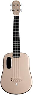 LAVA U Carbon Fiber Ukulele with Effects Tenor Travel Ukulele with Case Pick and Charging Cable (FreeBoost, Sparkle Gold, 26-inch)