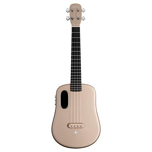 LAVA U Carbon Fiber Ukulele with Effects Tenor Travel Ukulele with Case Pick and Charging Cable (FreeBoost, Sparkle Gold, 26-inch)