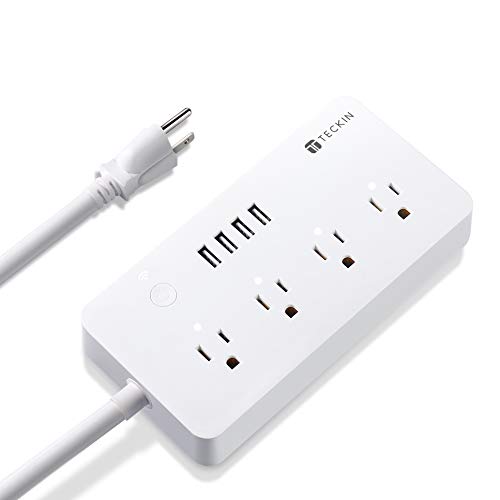 Smart Power Strip WiFi Power Bar 3.28ft Extension Cord Compatible with Alexa,Google Home, TECKIN Surge Protector with 4 USB Charging Ports and Smart AC Plugs for Multi Outlets