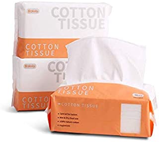 BOLOLO 100% USA Cotton Tissue, Wet & Dry Dual Use, Soft Dry Baby Wipes,Cleaning Face Towel Sensitive Skin Care, Makeup Removing and Baby Caring,7.85.9inch 3 Packs 240 pcs