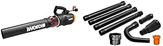 WORX WG520 Turbine 600 Electric Leaf Blower, Black with WA4094 GUTTERPRO Universal Gutter Cleaning Kit, 11 Reach