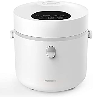 Mishcdea Small Rice Cooker, Personal Size Cooker for 1-2 People, Multi Food Steamer, 24 Hours PresetPortable Rice Cooker 3 Cups (Uncooked), White