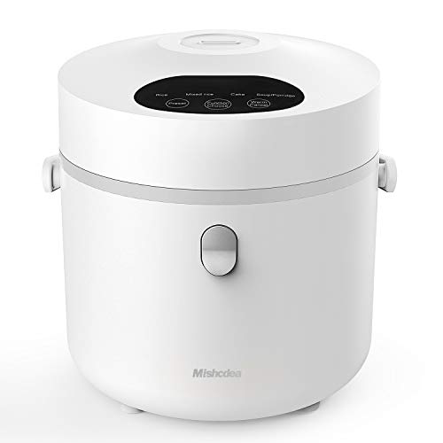 Mishcdea Small Rice Cooker, Personal Size Cooker for 1-2 People, Multi Food Steamer, 24 Hours PresetPortable Rice Cooker 3 Cups (Uncooked), White