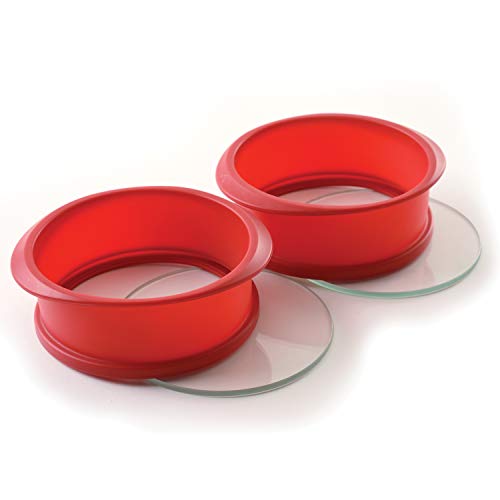 Norpro, Red 3898 5 Inch Silicone/Glass Bottom Cheesecake Pans, Set of 2