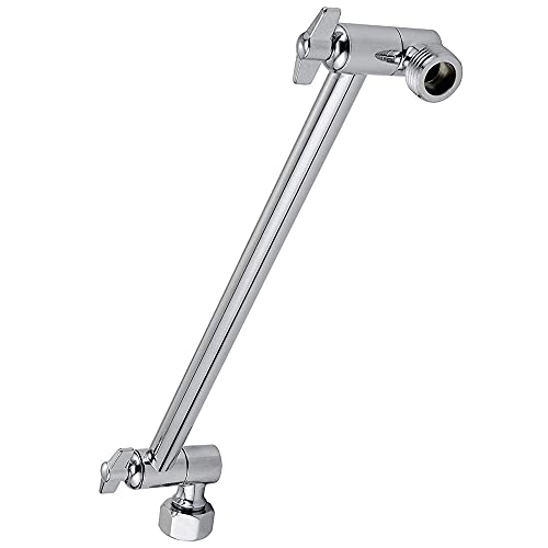 SparkPod Adjustable Shower Arm Extension Brass with High Polished Colors (11 inch, Chrome)