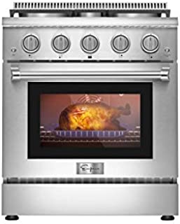 Empava 30 in. 4.2 cu. ft. Pro-Style Slide-In Single Oven Gas Range with 4 Sealed Ultra High-Low Burners-Heavy Duty Continuous Grates in Stainless Steel, 30 inches, Black