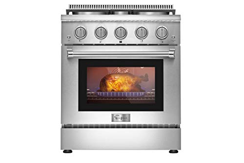 Empava 30 in. 4.2 cu. ft. Pro-Style Slide-In Single Oven Gas Range with 4 Sealed Ultra High-Low Burners-Heavy Duty Continuous Grates in Stainless Steel, 30 inches, Black