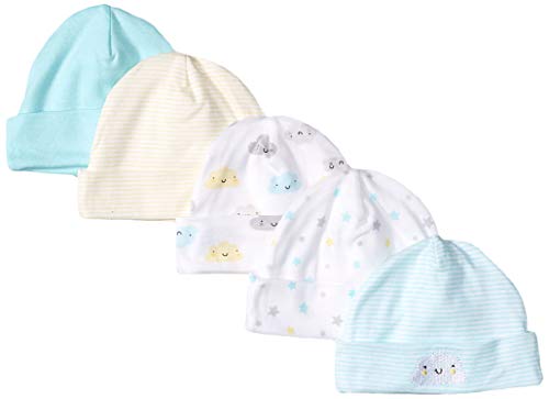 Gerber Baby 5-Pack Caps, clouds, Newborn