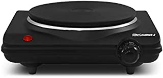 Elite Gourmet Countertop Electric Hot Burner, Temperature Controls, Power Indicator Lights, Easy to Clean, Single, Black