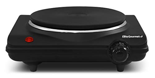 Elite Gourmet Countertop Electric Hot Burner, Temperature Controls, Power Indicator Lights, Easy to Clean, Single, Black