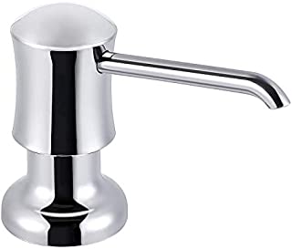 Built In Kitchen Sink Soap and Lotion Dispenser Built in Design for Counter Top with Large 17 OZ Liquid Soap Bottle (Chrome)