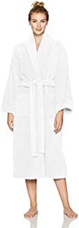 Amazon Brand  Pinzon Terry Bathrobe 100% Cotton, White, Small / Medium