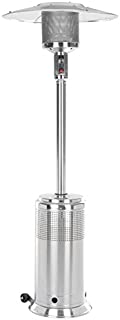 Fire Sense Stainless Steel Pro Series Patio Heater with Wheels | Uses 20 Pound Propane Tank | 46,000 BTU Output | Weighted Base | Portable Outdoor Heat Lamp