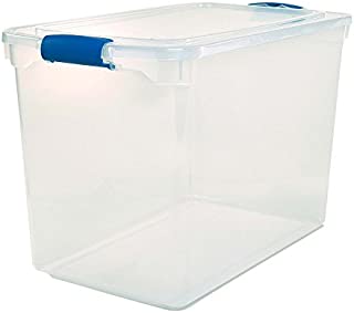 Homz Plastic Storage, Modular Stackable Storage Bins with Blue Latching Handles,112 Quart, Clear, Stackable, 2-Pack