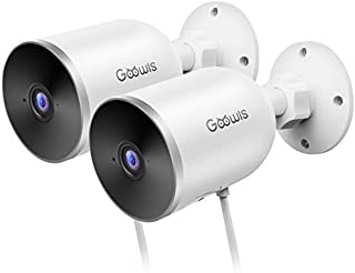 Goowls Security Camera Outdoor 1080P WiFi Wired IP Camera for Home Security Surveillance 2-Way Audio Night Vision Motion Detection Compatible with Alexa Cloud Storage and MicroSD Support 2 Packs