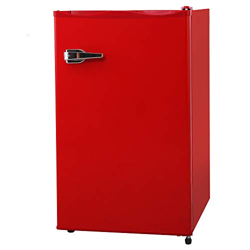 RMYHOME 2.3 Cu.ft Compact Upright Freezer, Mini Freezer with Single Door and Shelves, Adjustable Leveling legs, Cold Storage of Food & Beverage for Home, Office, Dormitory, Apartment, Red