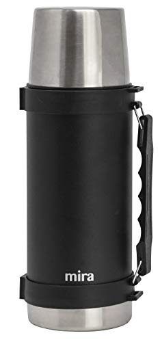 MIRA Classic Stainless Steel Vacuum Wide Mouth Thermos | Leak-proof Double Walled Insulated Camping Flask | Beverage Bottle Keeps Your Drink Hot & Cold | 1 L (34 oz) | Black