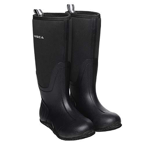 HISEA Women's Rubber Rain Boots Waterproof Insulated Garden Shoes Outdoor Hunting Working Riding Muck Neoprene Boots Mid Calf