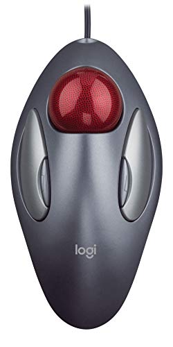 Logitech Trackman Marble Trackball Mouse  Wired USB Ergonomic Mouse for Computers, with 4 Programmable Buttons, Dark Gray