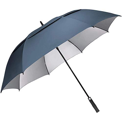 G4Free 68inch UV Protection Oversize Windproof Automatic Open Golf umbrella Double Canopy Vented Waterproof Large Sun Stick Umbrellas(Blue)
