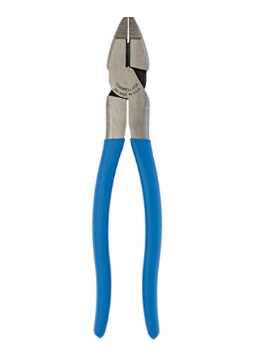 Channellock 369 9.5-Inch Lineman's Pliers | Xtreme Leverage Technology (XLT) Requires Less Force to Cut than Other High-Leverage Models | Forged from High Carbon Steel | Made in the USA, Blue Handle