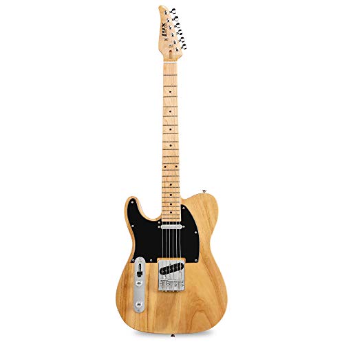 LyxPro 39 Electric Telecaster Left Hand Guitar | Full-Size Paulownia Wood Body, 3-Ply Pickguard, C-Shape Neck, Ashtray Bridge, Quality Gear Tuners, 3-Way Switch & Volume/Tone Controls | 2 Picks