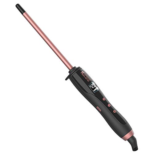 KIPOZI Thin Curling Wand, 3/10 Inch Small Curling Wand for Short & Long Hair, Ceramic Barrel Curling Wand Dual Voltage Hair Curler with Adjustable Temperature, Include Heat Resistant Glove