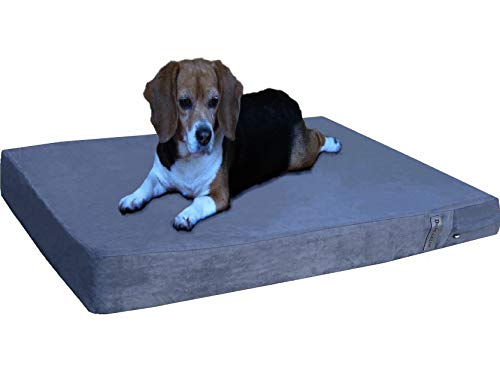 Dogbed4less Orthopedic Gel Memory Foam Dog Bed with Microsuede Gray Cover, Waterproof Liner and Extra Replacement Pet Bed Case, Fit Large 42