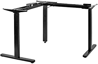 VIVO Electric Multi-Motor Height Adjustable Corner 3 Leg Standing Desk Frame, Frame Only, Sit Stand Ergonomic L Frame with Push Button Controller, Black, DESK-V123EB