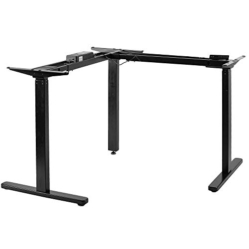 VIVO Electric Multi-Motor Height Adjustable Corner 3 Leg Standing Desk Frame, Frame Only, Sit Stand Ergonomic L Frame with Push Button Controller, Black, DESK-V123EB