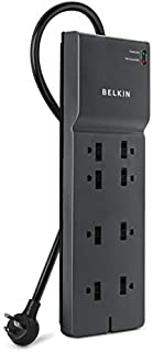 Belkin 8-Outlet Power Strip Surge Protector, Flat Plug, 8ft Cord, Office Equipment (2,500 Joules)