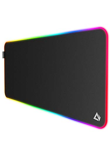 AUKEY RGB Gaming Mouse Pad, Large & Extended Water-Resistant Mouse Pad (35.4 x 15.75 x 0.15) with 11 LED Lighting Effects, Smooth Surface, and Non-Slip Rubber Base