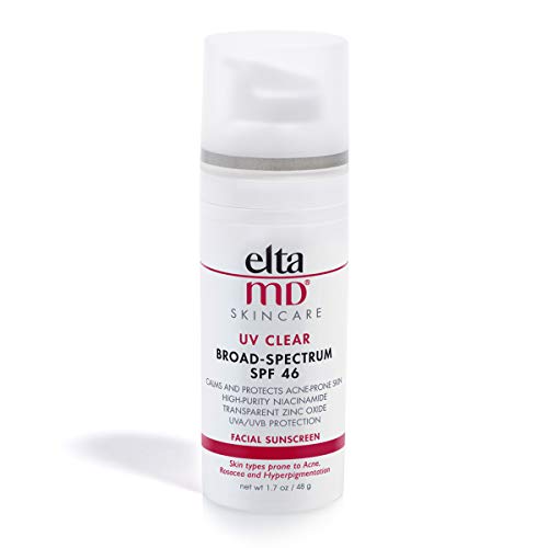 EltaMD UV Clear Facial Sunscreen Broad-Spectrum SPF 46 for Sensitive or Acne-Prone Skin, Oil-Free, Dermatologist-Recommended Mineral-Based Zinc Oxide Formula, 1.7 oz