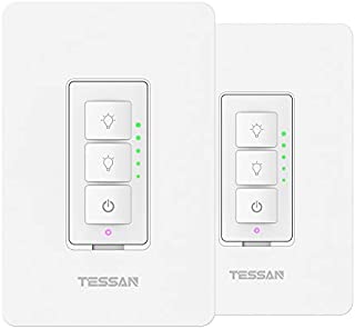 2 Pack Smart Dimmer Switch for Dimmable LED Lights, WiFi Light Switch Compatible with Alexa and Google Home, Single Pole Only, Smart Life APP, Neutral Wire Required - White