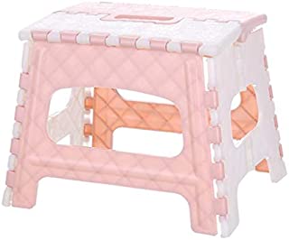 Fan-Ling Plastic Multi Purpose Folding Step Stool,Bathroom Children Small Bench,Portable Adult Outdoor Fishing Stool,Home Train Outdoor Storage Foldable (Pink)