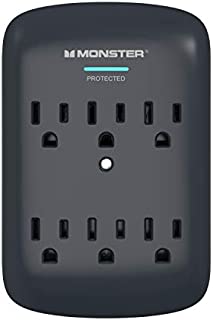 Monster Wall Tap Surge Protector - Power Surge Protector with Wall Mount - Heavy Duty Protection with up to 6 AC - Ideal for Computers, Home Theatre, Home Appliance and Office Equipment