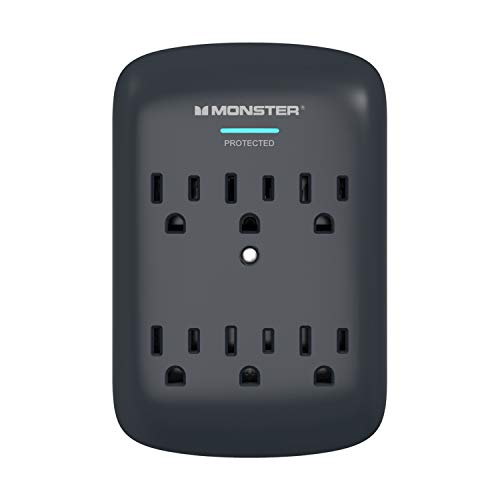 Monster Wall Tap Surge Protector - Power Surge Protector with Wall Mount - Heavy Duty Protection with up to 6 AC - Ideal for Computers, Home Theatre, Home Appliance and Office Equipment